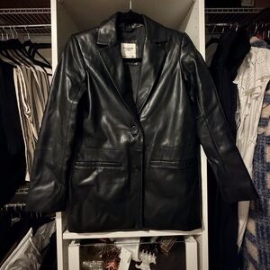 Abercrombie & Fitch Black Leather Blazer